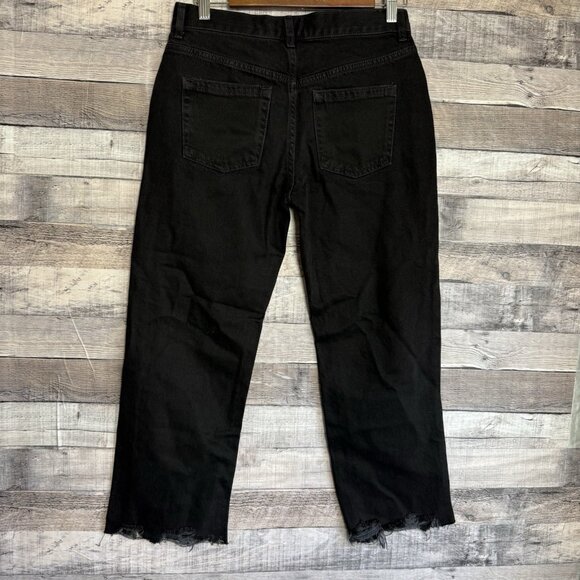 We The Free People Jeans Mid Rise Straight Leg Button Fly Distressed Crop 26 NWT - Picture 2 of 14